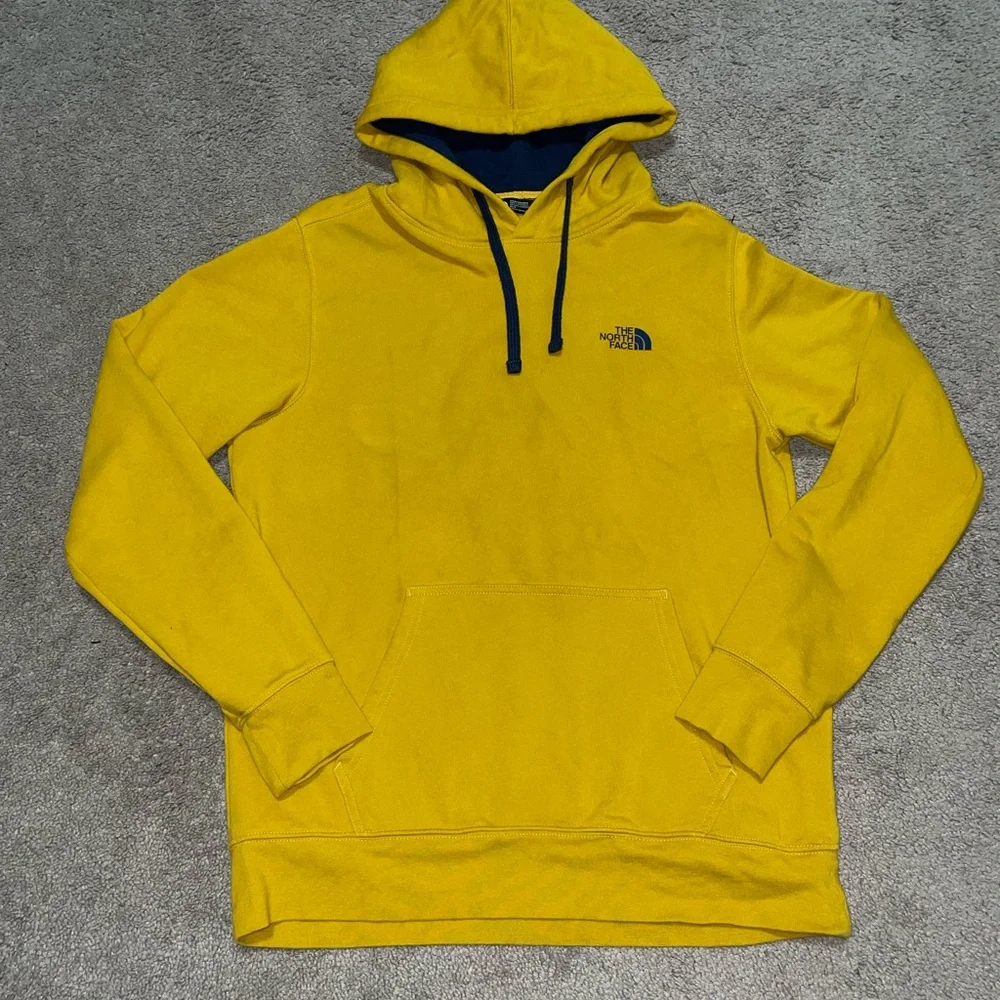The North Face Men's Bright Yellow Hoodie with Navy Accents